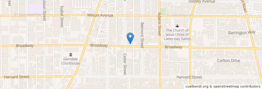 Mapa de ubicacion de Broadway Methodist Church en الولايات المتّحدة الأمريكيّة, كاليفورنيا, مقاطعة لوس أنجلس, Glendale.