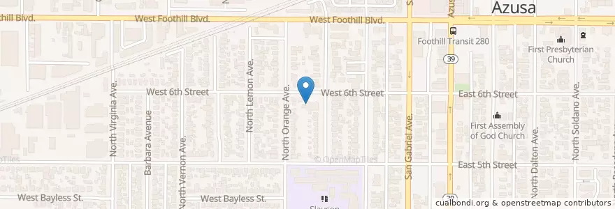 Mapa de ubicacion de Indonesian Evangelical Church en Amerika Syarikat, California, Los Angeles County, Azusa.