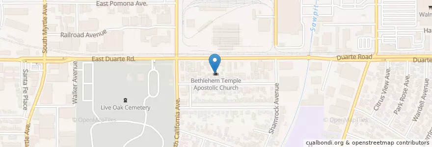 Mapa de ubicacion de Bethlehem Temple Apostolic Church en Amerika Syarikat, California, Los Angeles County, Monrovia.
