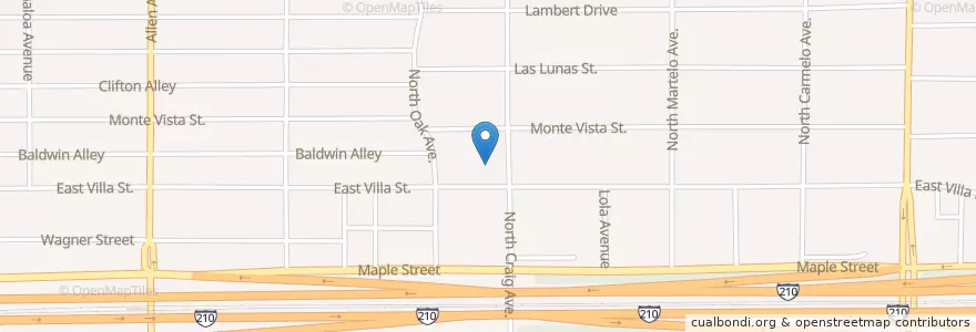 Mapa de ubicacion de Pasadena Alliance Church en アメリカ合衆国, カリフォルニア州, Los Angeles County, Pasadena.