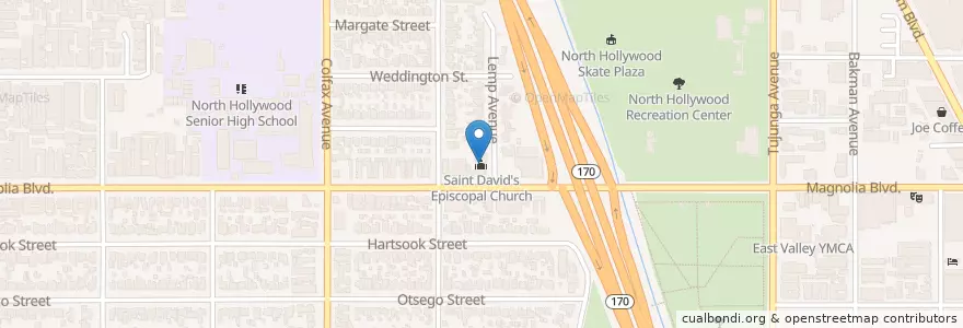 Mapa de ubicacion de Saint David's Episcopal Church en Соединённые Штаты Америки, Калифорния, Los Angeles County, Лос-Анджелес.