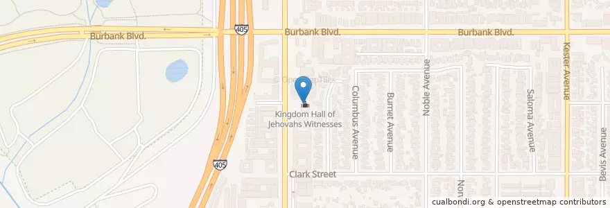 Mapa de ubicacion de Kingdom Hall of Jehovahs Witnesses en Vereinigte Staaten Von Amerika, Kalifornien, Los Angeles County, Los Angeles.