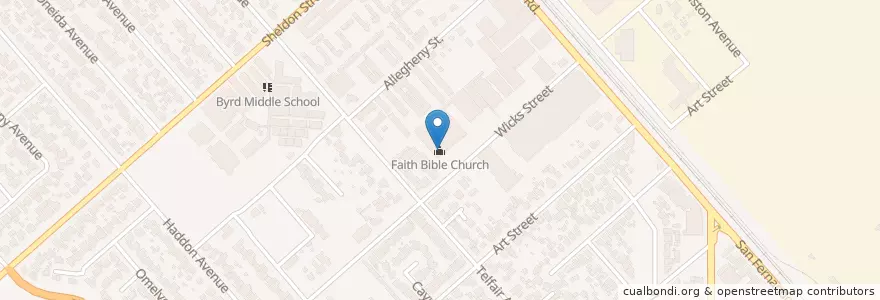 Mapa de ubicacion de Faith Bible Church en アメリカ合衆国, カリフォルニア州, Los Angeles County, ロサンゼルス.