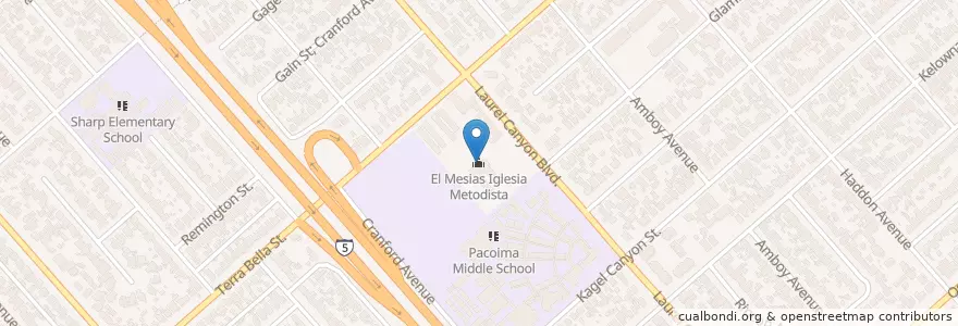 Mapa de ubicacion de El Mesias Iglesia Metodista en United States, California, Los Angeles County, Los Angeles.