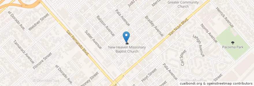 Mapa de ubicacion de New Heaven Missionary Baptist Church en ایالات متحده آمریکا, کالیفرنیا, Los Angeles County, لوس آنجلس.