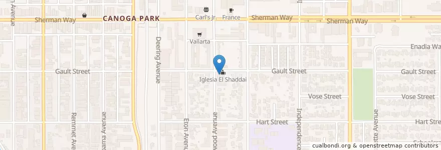 Mapa de ubicacion de Iglesia El Shaddai en United States, California, Los Angeles County, Los Angeles.