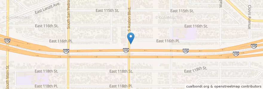 Mapa de ubicacion de El Bethel Missionary Baptist Church en 미국, 캘리포니아주, Los Angeles County, 로스앤젤레스.