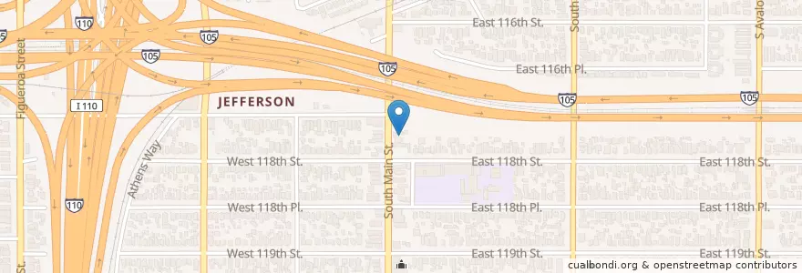 Mapa de ubicacion de Goodwill Missionary Baptist Church en アメリカ合衆国, カリフォルニア州, Los Angeles County, ロサンゼルス.