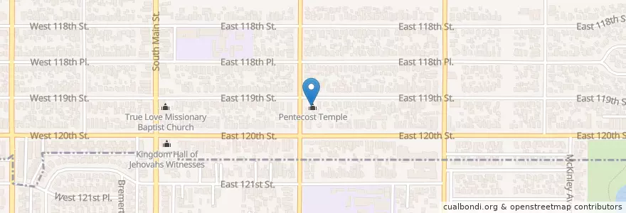 Mapa de ubicacion de Pentecost Temple en Stati Uniti D'America, California, Los Angeles County.