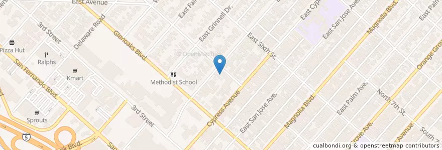 Mapa de ubicacion de Emmanuel Church en Vereinigte Staaten Von Amerika, Kalifornien, Los Angeles County, Burbank.