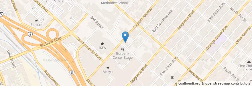 Mapa de ubicacion de First Assembly of God Church en 미국, 캘리포니아주, Los Angeles County, Burbank.