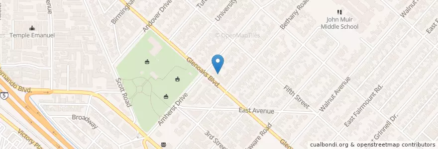 Mapa de ubicacion de First Congregational Church en 미국, 캘리포니아주, Los Angeles County, Burbank.