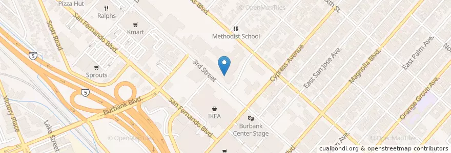 Mapa de ubicacion de Burbank Evening School en 미국, 캘리포니아주, Los Angeles County, Burbank.