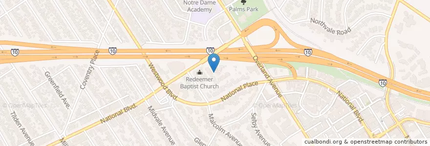 Mapa de ubicacion de Redeemer Baptist School en Соединённые Штаты Америки, Калифорния, Los Angeles County, Лос-Анджелес.