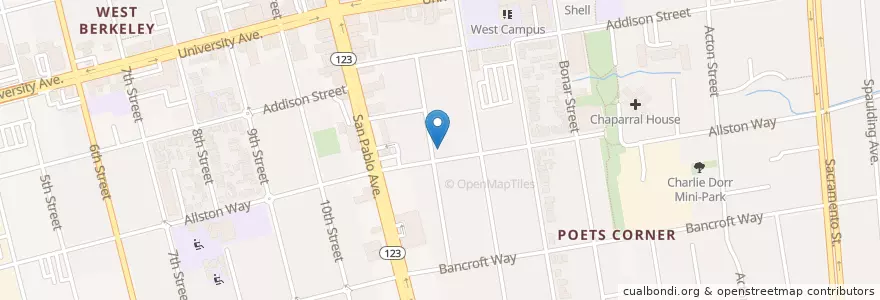 Mapa de ubicacion de Apostolic Lutheran Church en 미국, 캘리포니아주, 앨러미다 군, Berkeley.