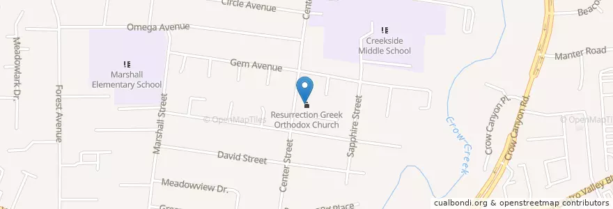 Mapa de ubicacion de Resurrection Greek Orthodox Church en Stati Uniti D'America, California, Contea Di Alameda.