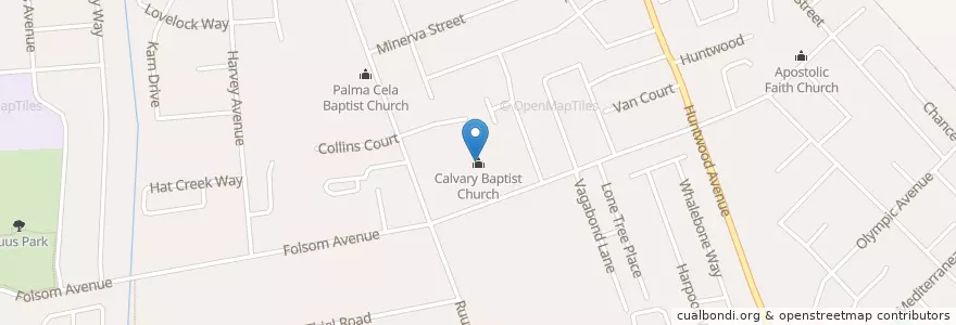 Mapa de ubicacion de Calvary Baptist Church en 美利坚合众国/美利堅合眾國, 加利福尼亚州/加利福尼亞州, 阿拉梅达县/阿拉米達縣/阿拉米達郡, 海沃德.