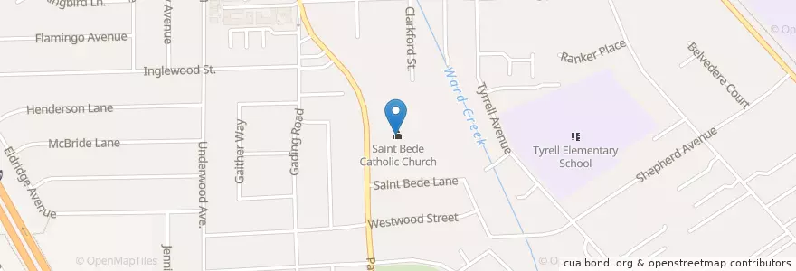 Mapa de ubicacion de Saint Bede Catholic Church en Amerika Syarikat, California, Alameda County, Hayward.