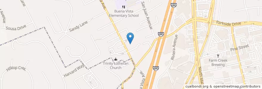 Mapa de ubicacion de First Baptist Church en Amerika Birleşik Devletleri, Kaliforniya, Contra Costa County, Walnut Creek.