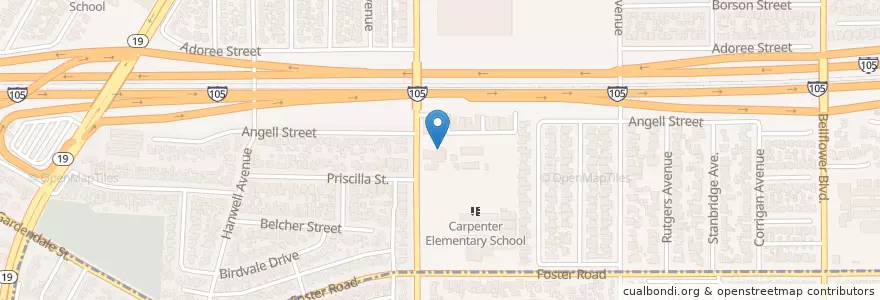 Mapa de ubicacion de Good Shepherd Lutheran Church en アメリカ合衆国, カリフォルニア州, Los Angeles County, Downey.