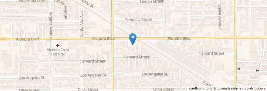 Mapa de ubicacion de Spanish Seventh Day Adventist Church en United States, California, Los Angeles County, Bellflower.