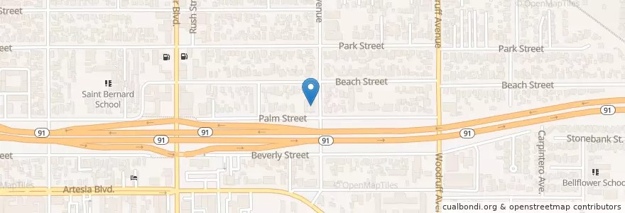 Mapa de ubicacion de Palabra De Restauracion en United States, California, Los Angeles County, Bellflower.