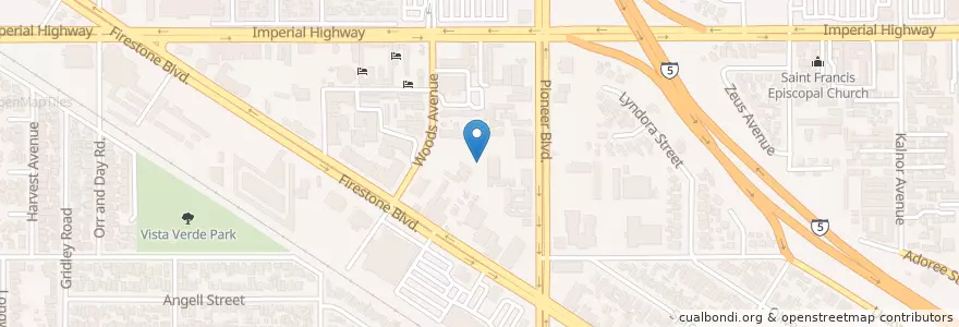 Mapa de ubicacion de Grace Evangelical Free Church en Amerika Birleşik Devletleri, Kaliforniya, Los Angeles County, Norwalk.
