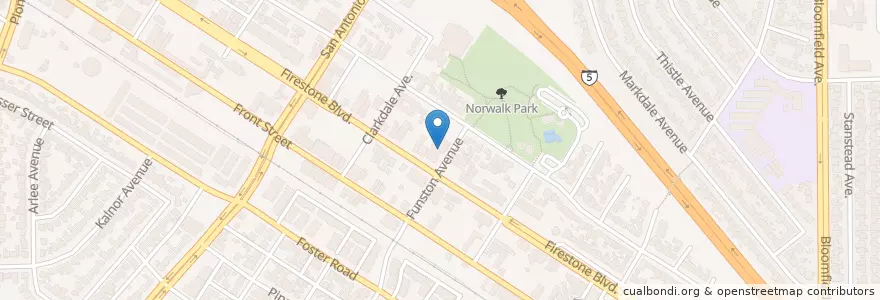 Mapa de ubicacion de Norwalk Seventh Day Adventist Church en 미국, 캘리포니아주, Los Angeles County, Norwalk.