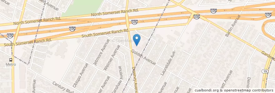 Mapa de ubicacion de Downey Avenue Foursquare Church en ایالات متحده آمریکا, کالیفرنیا, Los Angeles County, Downey.