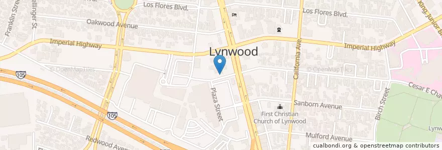Mapa de ubicacion de Lynwood Grace Hispanic Church en Estados Unidos De América, California, Los Angeles County, Lynwood.