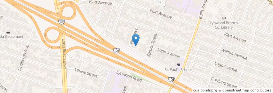 Mapa de ubicacion de Resurrection Life Center Church en ایالات متحده آمریکا, کالیفرنیا, Los Angeles County, Lynwood.