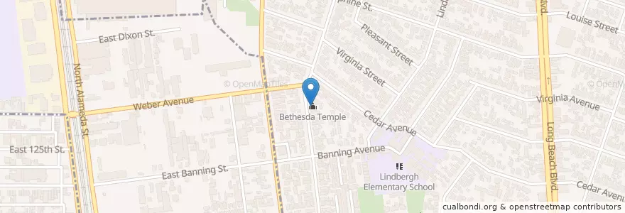 Mapa de ubicacion de Bethesda Temple en United States, California, Los Angeles County, Lynwood.