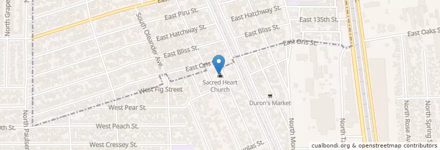 Mapa de ubicacion de Sacred Heart Church en 美利坚合众国/美利堅合眾國, 加利福尼亚州/加利福尼亞州, 洛杉矶县, 康普顿.