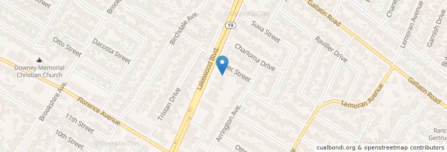 Mapa de ubicacion de Seventh Day Adventist Church en アメリカ合衆国, カリフォルニア州, Los Angeles County, Downey.