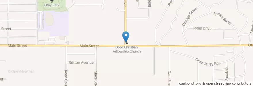 Mapa de ubicacion de Door Christian Fellowship Church en 美利坚合众国/美利堅合眾國, 加利福尼亚州/加利福尼亞州, San Diego County, Chula Vista.