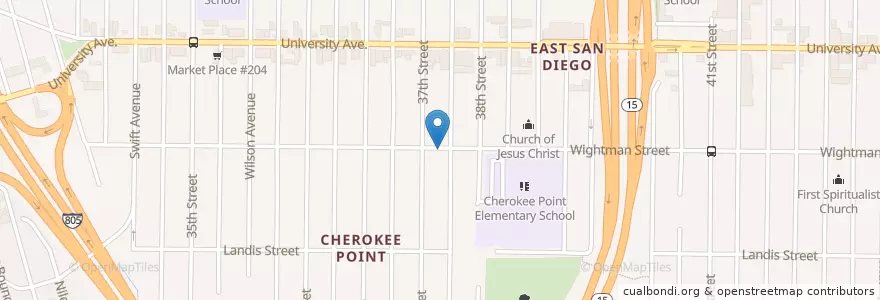 Mapa de ubicacion de East San Diego Assembly of God Church en Vereinigte Staaten Von Amerika, Kalifornien, San Diego County, San Diego.