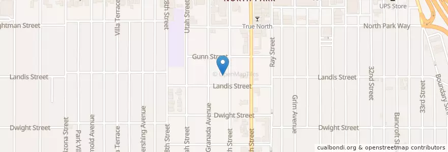 Mapa de ubicacion de North Park Community Advent Christian Church en 美利坚合众国/美利堅合眾國, 加利福尼亚州/加利福尼亞州, San Diego County, San Diego.