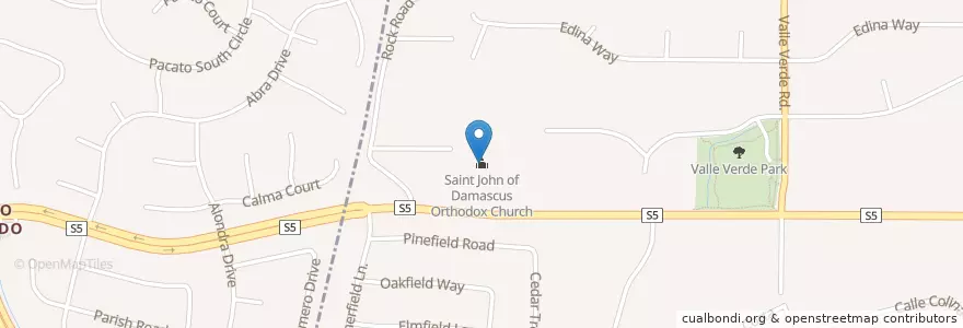 Mapa de ubicacion de Saint John of Damascus Orthodox Church en Estados Unidos De América, California, San Diego County, Poway.
