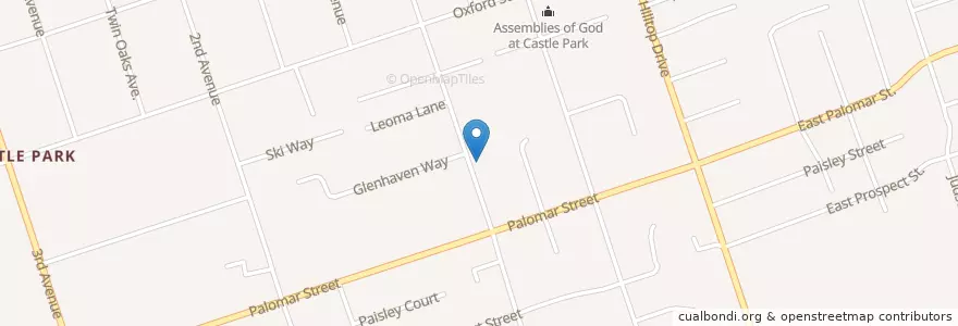 Mapa de ubicacion de Spanish Faith Center en 美利坚合众国/美利堅合眾國, 加利福尼亚州/加利福尼亞州, San Diego County, Chula Vista.