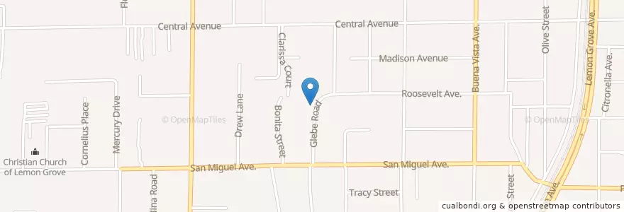 Mapa de ubicacion de Lemon Grove Congregational Church en Amerika Syarikat, California, San Diego County, Lemon Grove.
