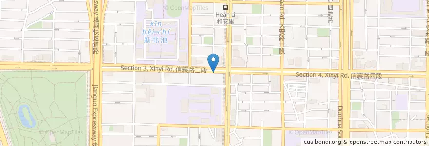 Mapa de ubicacion de 捷運大安站 en تايوان, تايبيه الجديدة, تايبيه, 大安區.