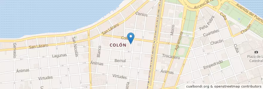 Mapa de ubicacion de Pizzeria M & M en Kuba, Havanna, Centro Habana.