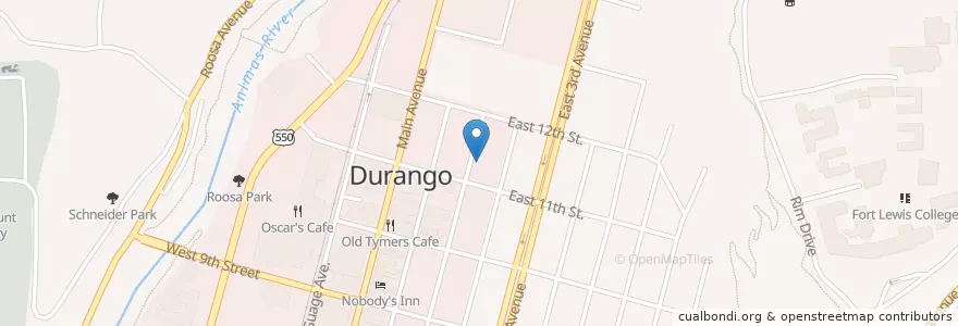 Mapa de ubicacion de Durango Christian Church en United States, Colorado, La Plata County, Durango.