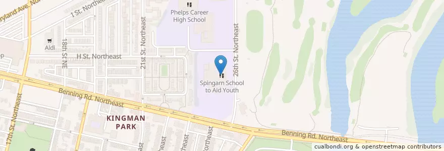 Mapa de ubicacion de Spingarn School to Aid Youth en Estados Unidos De América, Washington D. C., Washington.