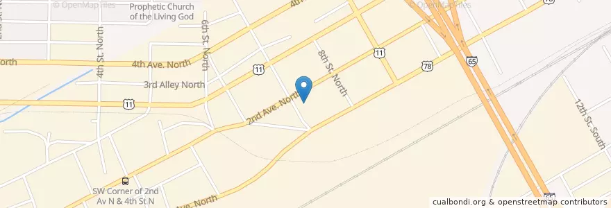 Mapa de ubicacion de Second Avenue Baptist Church en Vereinigte Staaten Von Amerika, Alabama, Birmingham, Jefferson County.