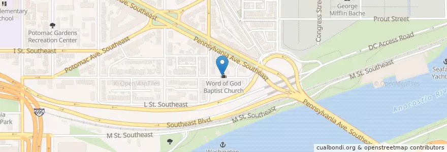 Mapa de ubicacion de Word of God Baptist Church en الولايات المتّحدة الأمريكيّة, واشنطن العاصمة, Washington.