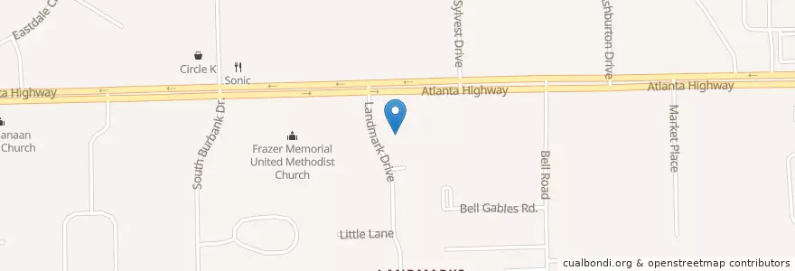 Mapa de ubicacion de Landmark Church of Christ en Amerika Syarikat, Alabama, Montgomery County, Montgomery.