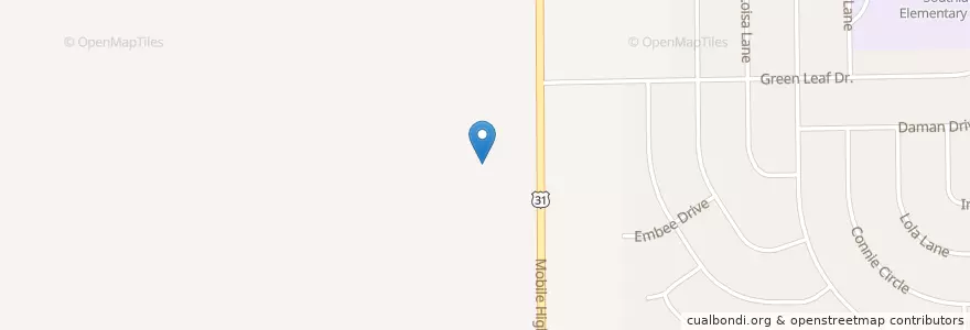 Mapa de ubicacion de Southlawn Baptist Church en アメリカ合衆国, アラバマ州, Montgomery County, Montgomery.