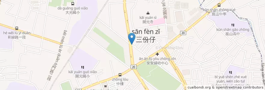 Mapa de ubicacion de 吳家紅茶冰開元店 en Tayvan, 臺南市, 北區.
