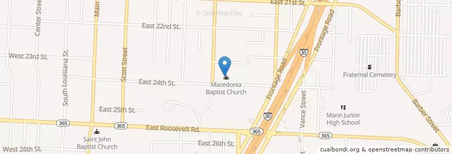 Mapa de ubicacion de Macedonia Baptist Church en Vereinigte Staaten Von Amerika, Arkansas, Pulaski County, Little Rock.